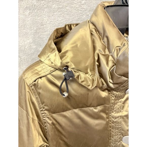 Obermeyer Gold Puffer Jacket Hooded Quilted Down Fill Ladies Size 8 - Picture 10 of 16